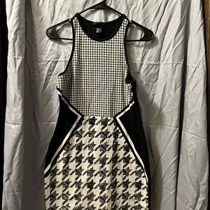 H&M Monochrome Houndstooth Mini Dress